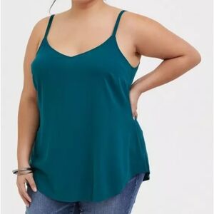 Torrid Ava Stretch Challis Cami Camisole Deep Teal Adjustable Straps 2X